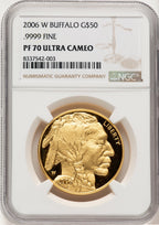 2006-W $50 One-Ounce Gold Buffalo .9999 Fine Gold Brown Label NGC PF70 (775284017)
