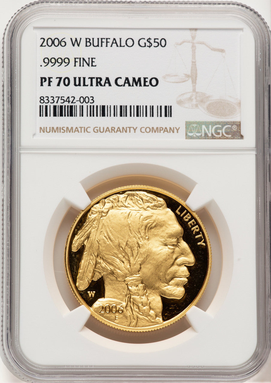 2006-W $50 One-Ounce Gold Buffalo .9999 Fine Gold Brown Label NGC PF70 (775284017)
