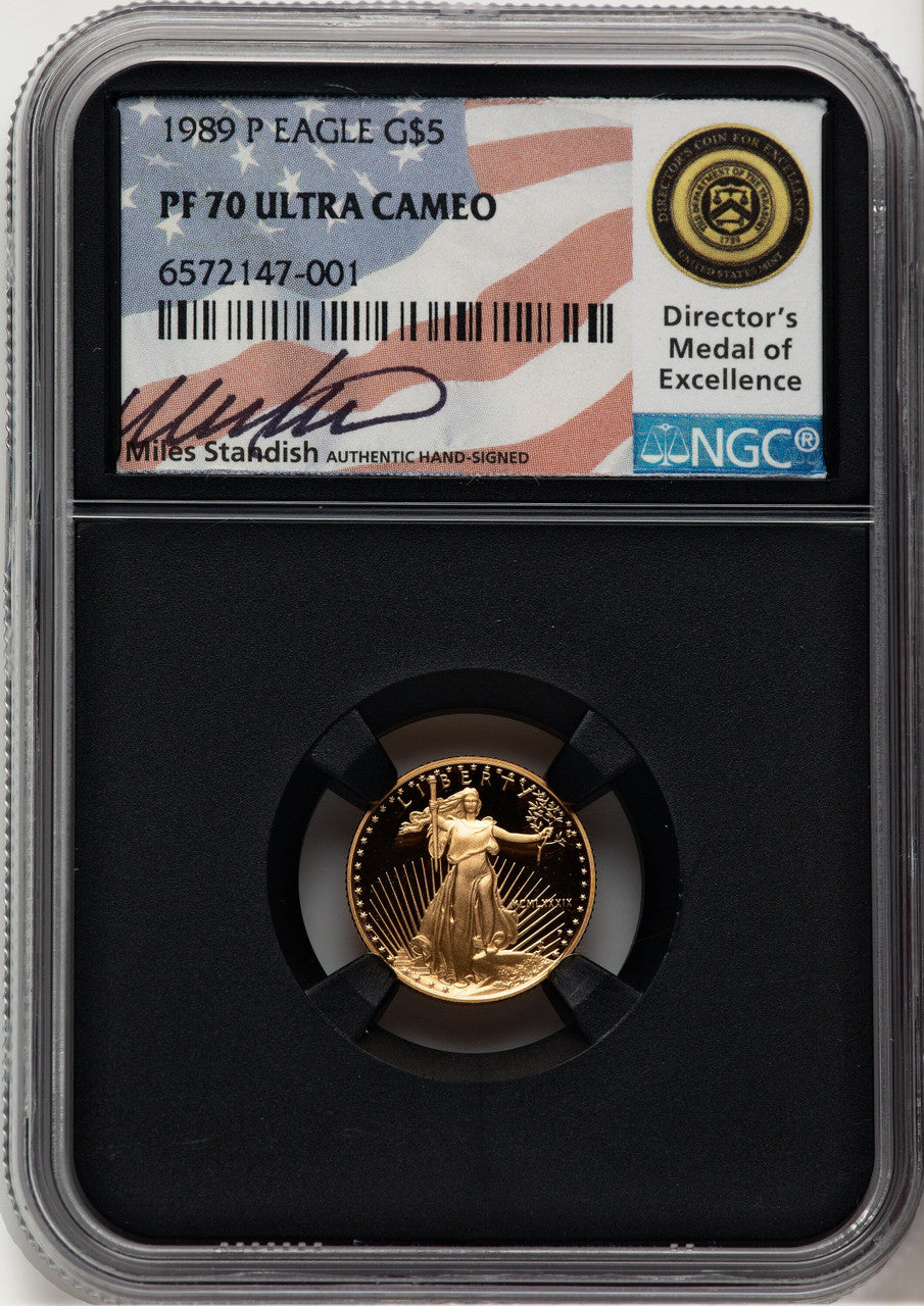 1989-P $5 Tenth-Ounce Gold Eagle Miles Standish NGC PF70