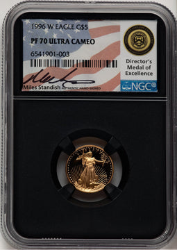 1996-W $5 Tenth-Ounce Gold Eagle Miles Standish NGC PF70