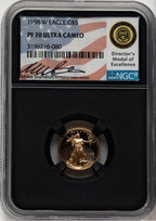 1998-W $5 Tenth-Ounce Gold Eagle Miles Standish NGC PF70