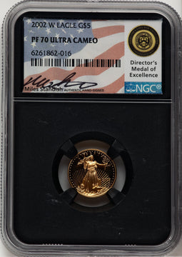 2002-W $5 Tenth-Ounce Gold Eagle Miles Standish NGC PF70