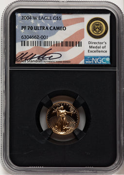 2004-W $5 Tenth-Ounce Gold Eagle Miles Standish NGC PF70
