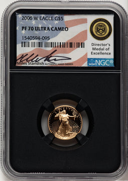 2006-W $5 Tenth-Ounce Gold Eagle Miles Standish NGC PF70