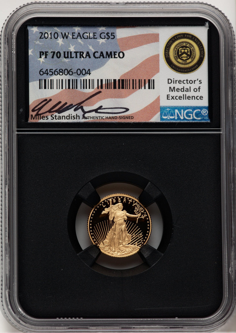 2010-W $5 Tenth-Ounce Gold Eagle Miles Standish NGC PF70