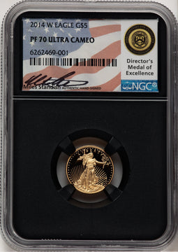 2014-W $5 Tenth-Ounce Gold Eagle Miles Standish NGC PF70