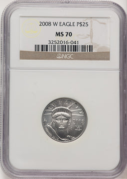 2008-W $25 Quarter-Ounce Platinum Eagle Brown Label NGC MS70 (777192003)