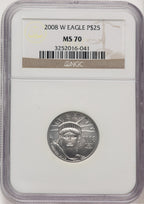 2008-W $25 Quarter-Ounce Platinum Eagle Brown Label NGC MS70 (777192003)