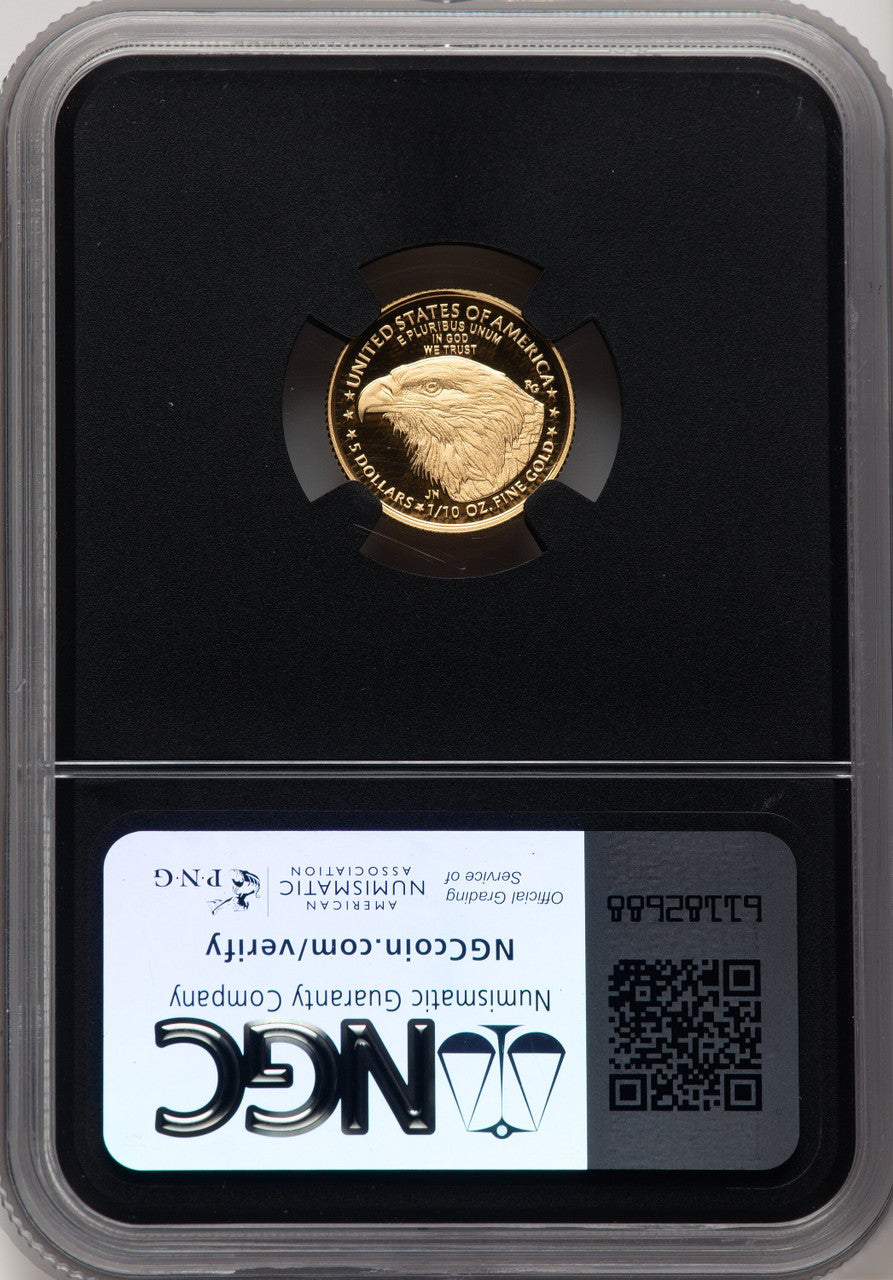 2021-W $5 Tenth Ounce Gold Eagle Type Two FS ER Miles Standish NGC PF70