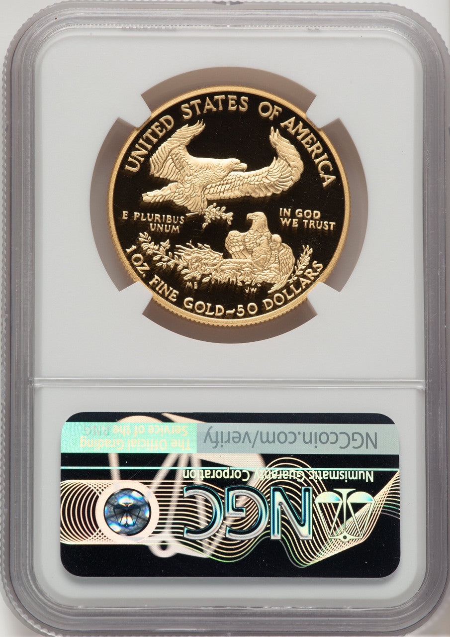 2021-W $50 One Ounce Gold Eagle T-1 Eagle Anniversary Label NGC PF70