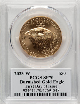 2023-W Burnished Gold Eagle 1 oz FDI David Hall PCGS MS70 (776229036)