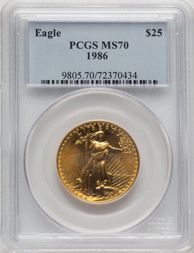 1986 $25 Half-Ounce Gold Eagle PCGS MS70 (777084001)