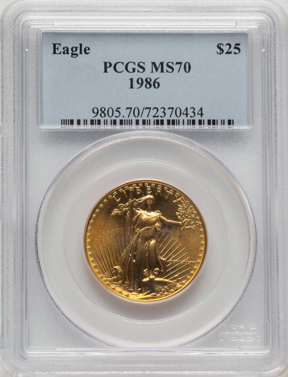 1986 $25 Half-Ounce Gold Eagle PCGS MS70 (777084001)