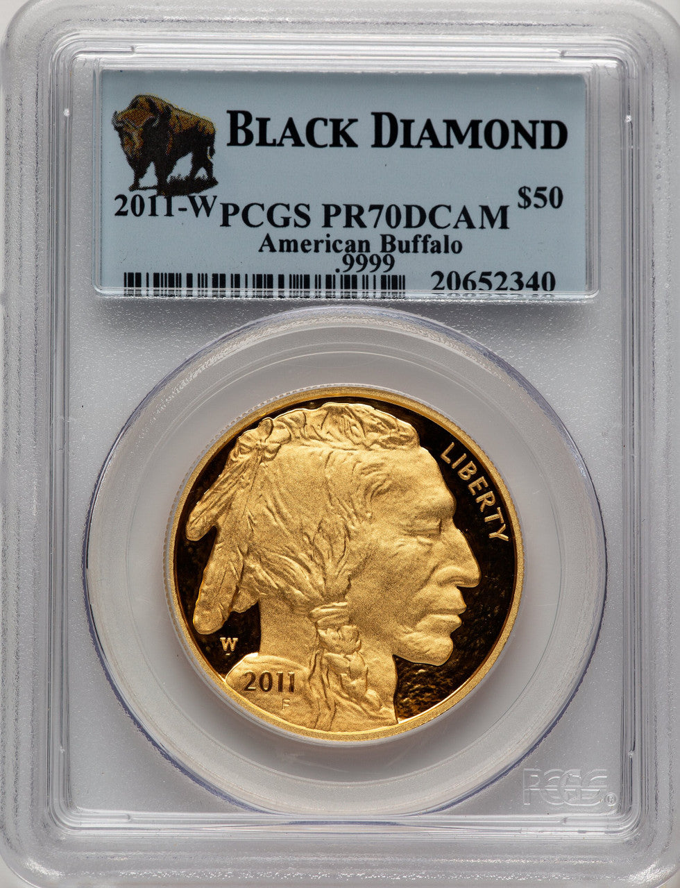 2011-W $50 One-Ounce Gold Buffalo Bison Label PCGS PR70
