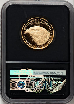 2021-W G$25 Half Ounce Gold Eagle T-1 Miles Standish NGC PF70