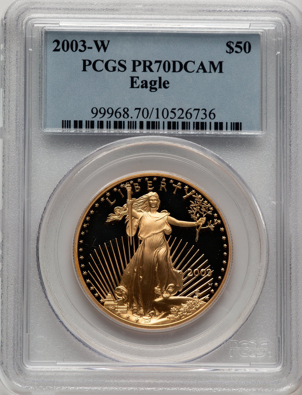 2003-W $50 One-Ounce Gold Eagle PCGS PR70 (506463009)