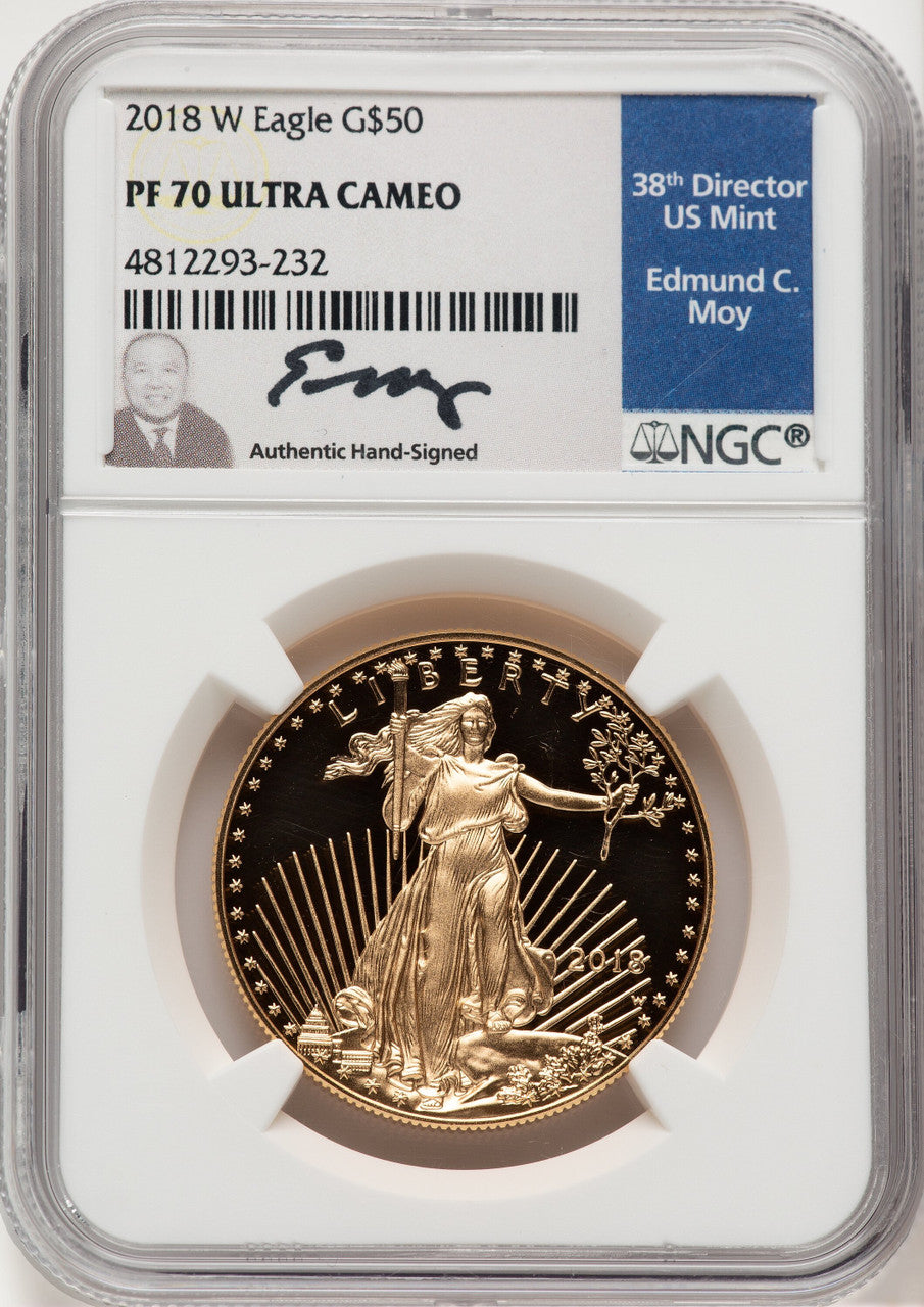 2018-W $50 One Ounce Gold Eagle NGC PF70 Ed Moy