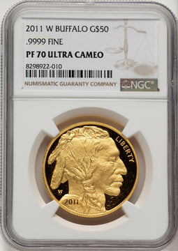 2011-W $50 One-Ounce Gold Buffalo Brown Label NGC PF70 (777303003)