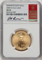 2008-W $25 Half-Ounce Gold Eagle Burnished Jeff Garrett Red Book NGC MS70