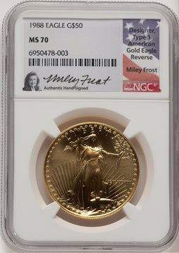 1988 $50 One-Ounce Gold Eagle NGC MS70