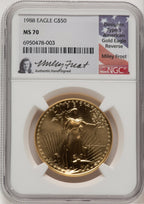 1988 $50 One-Ounce Gold Eagle NGC MS70