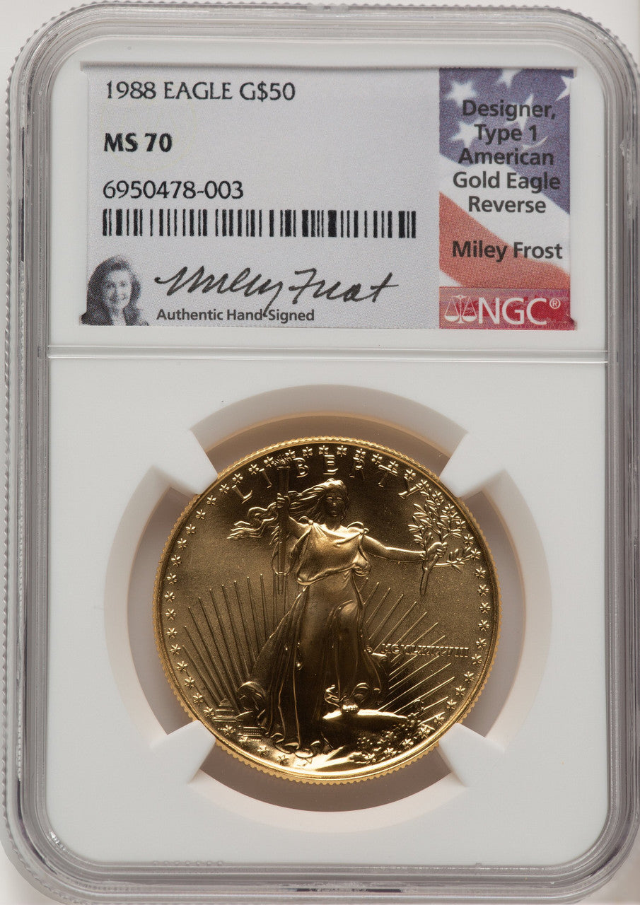 1988 $50 One-Ounce Gold Eagle NGC MS70