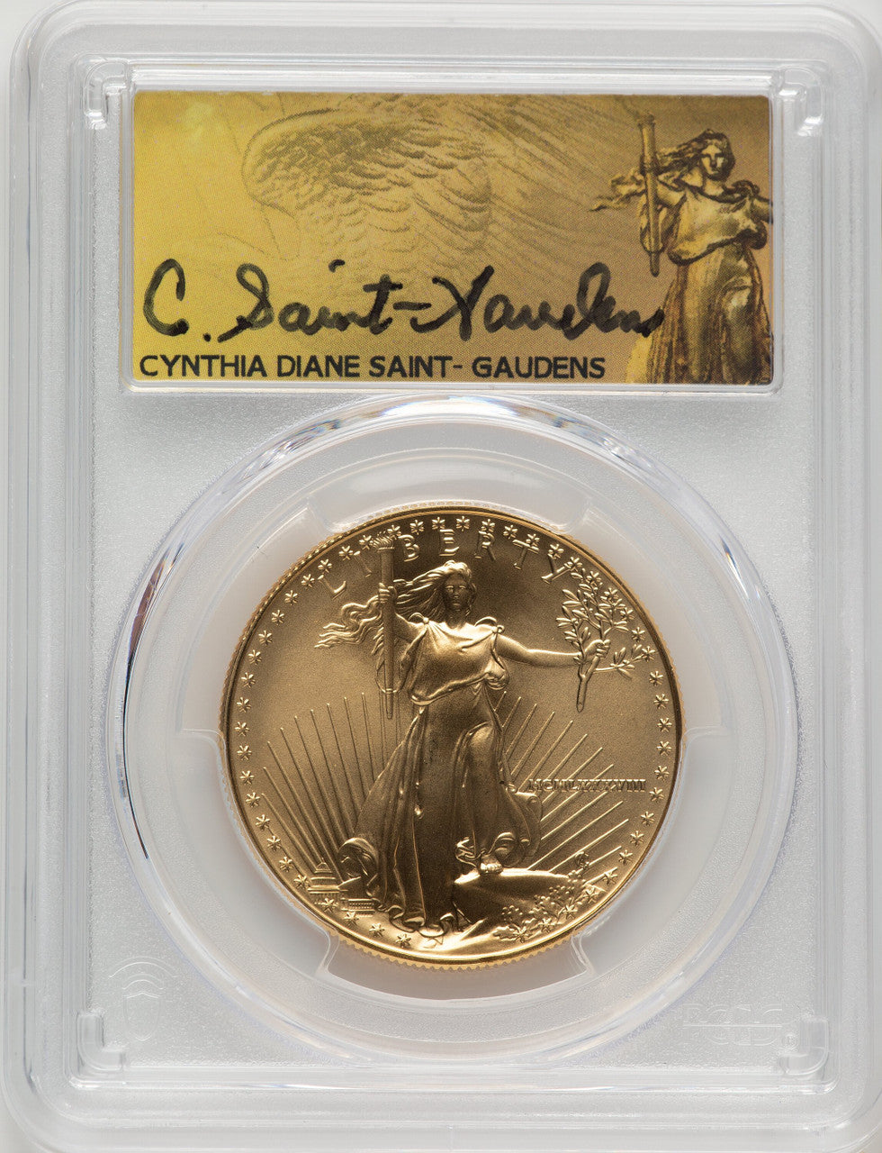 1988 $50 One-Ounce Gold Eagle Saint Gaudens Label PCGS MS70