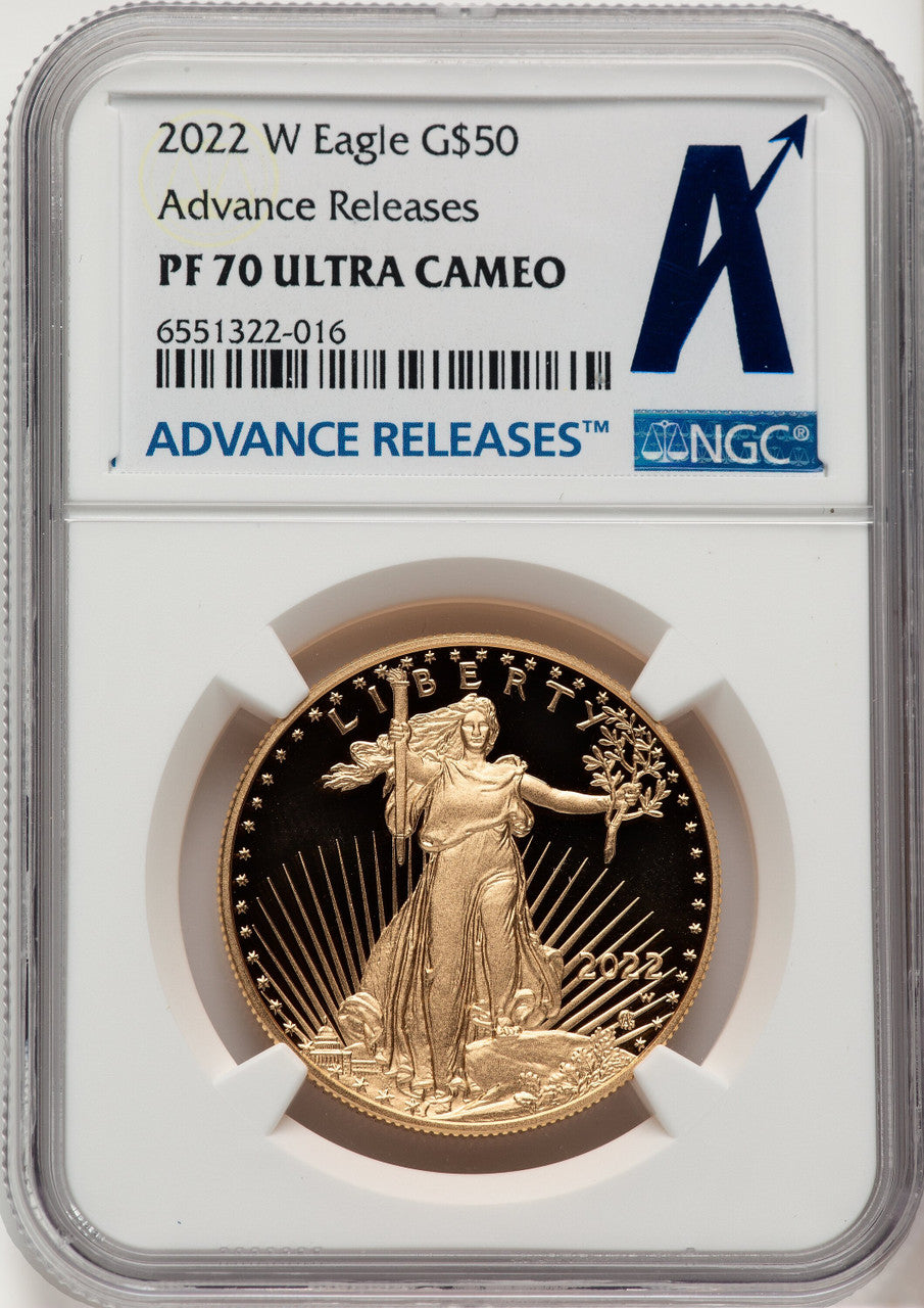 2022-W G$50 One Ounce Gold Eagle Advance Release NGC PF70