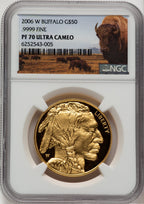 2006-W $50 One-Ounce Gold Buffalo .9999 Fine Gold Bison Label NGC PF70 (506464029)