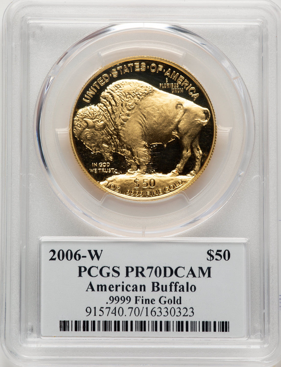 2006-W $50 One-Ounce Gold Buffalo David Hall Signature PCGS PR70