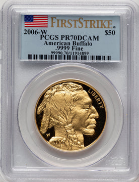 2006-W $50 One-Ounce Gold Buffalo First Strike FS Flag PCGS PR70