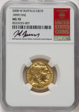 2008-W $10 Quarter-Ounce Gold Buffalo Jeff Garrett Red Book NGC MS70