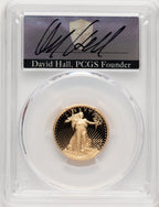 2022-W G$10 Quarter Ounce Gold Eagle Advanced Release David Hall PCGS PR70