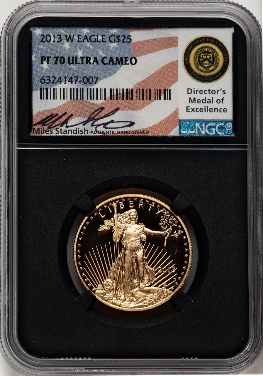 2013-W $25 Half-Ounce Gold Eagle Miles Standish NGC PF70