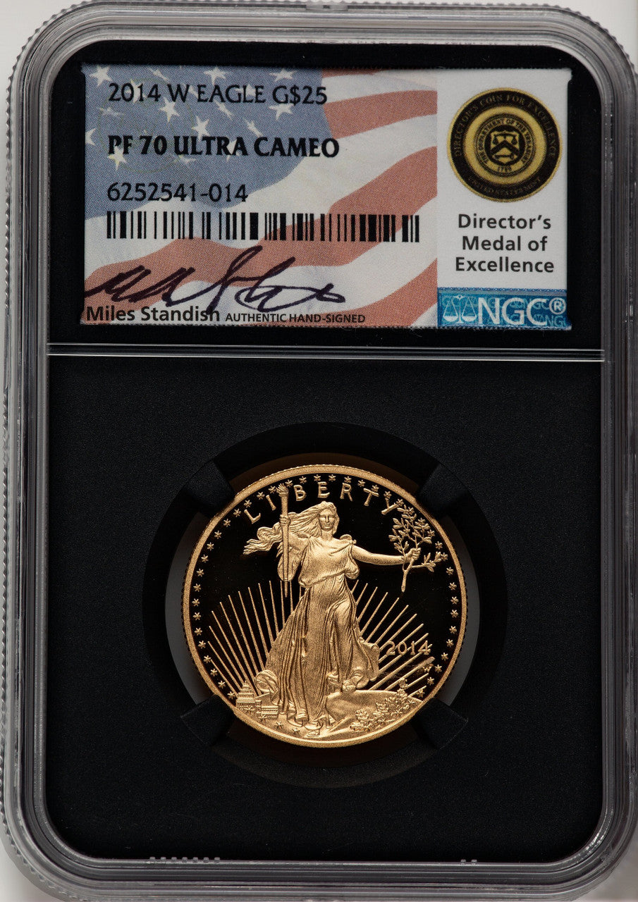 2014-W $25 Half-Ounce Gold Eagle DCAM Miles Standish NGC PF70