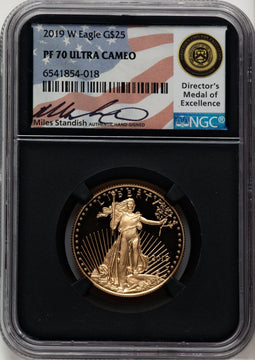 2019-W $25 Half-Ounce Gold Eagle Miles Standish NGC PF70