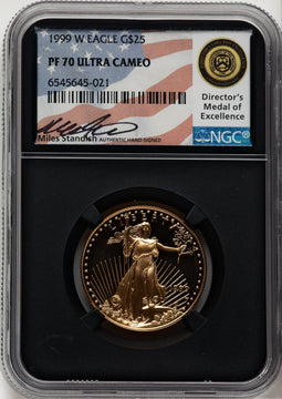 1999-W $25 Half-Ounce Gold Eagle Miles Standish NGC PF70