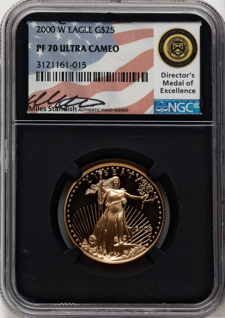 2000-W $25 Half-Ounce Gold Eagle Miles Standish NGC PF70