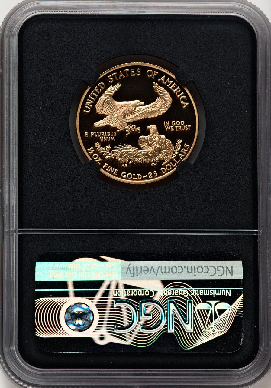 2000-W $25 Half-Ounce Gold Eagle Miles Standish NGC PF70