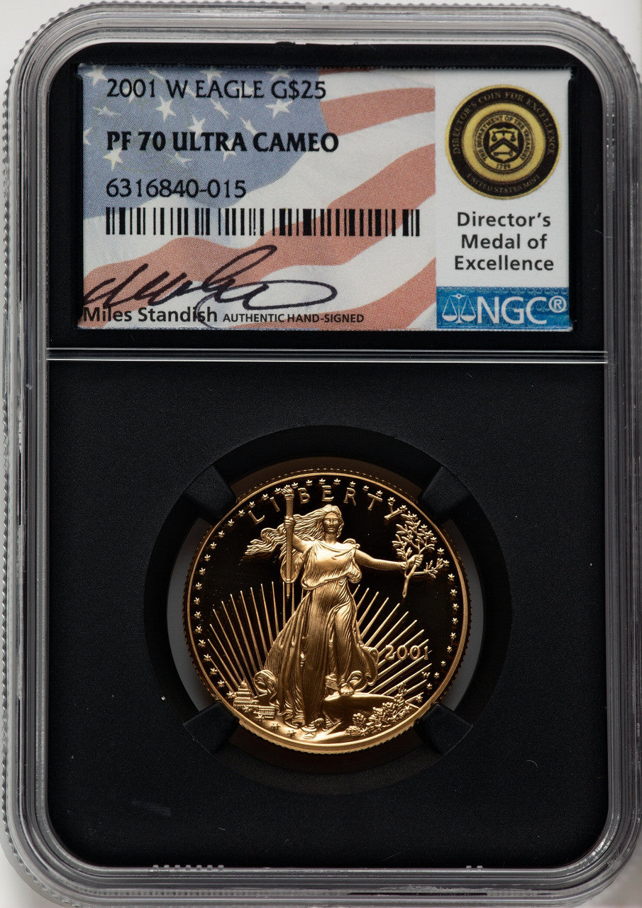 2001-W $25 Half-Ounce Gold Eagle Miles Standish NGC PF70