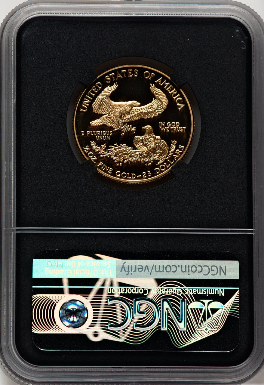 2001-W $25 Half-Ounce Gold Eagle Miles Standish NGC PF70