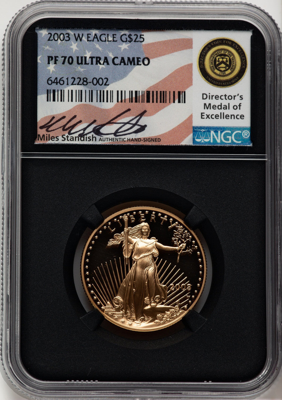 2003-W $25 Half-Ounce Gold Eagle Miles Standish NGC PF70