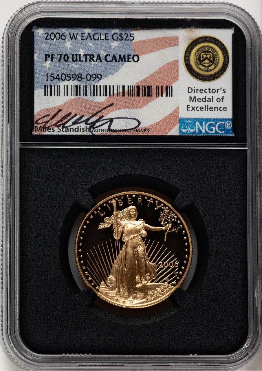 2006-W $25 Half-Ounce Gold Eagle Miles Standish NGC PF70