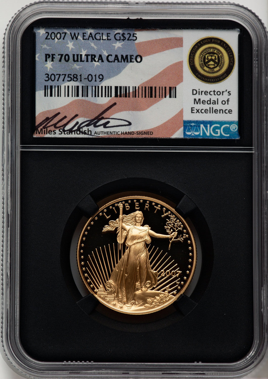 2007-W $25 Half-Ounce Gold Eagle Miles Standish NGC PF70