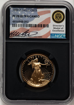 1989-P G$25 Half-Ounce Gold Eagle Miles Standish NGC PF70