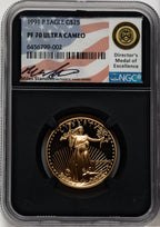 1991-P $25 Half-Ounce Gold Eagle Miles Standish NGC PF70