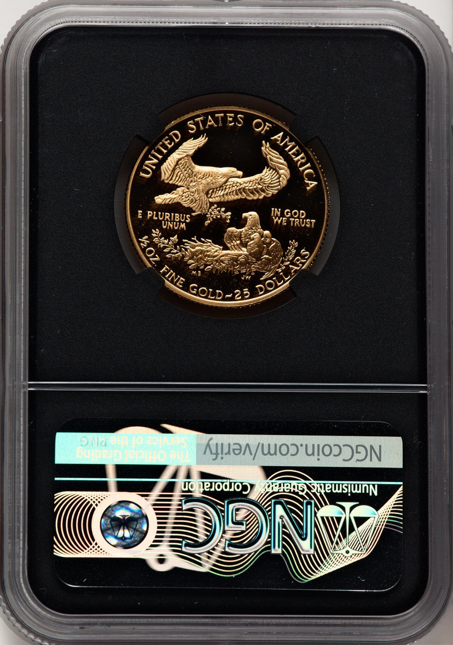 1991-P $25 Half-Ounce Gold Eagle Miles Standish NGC PF70