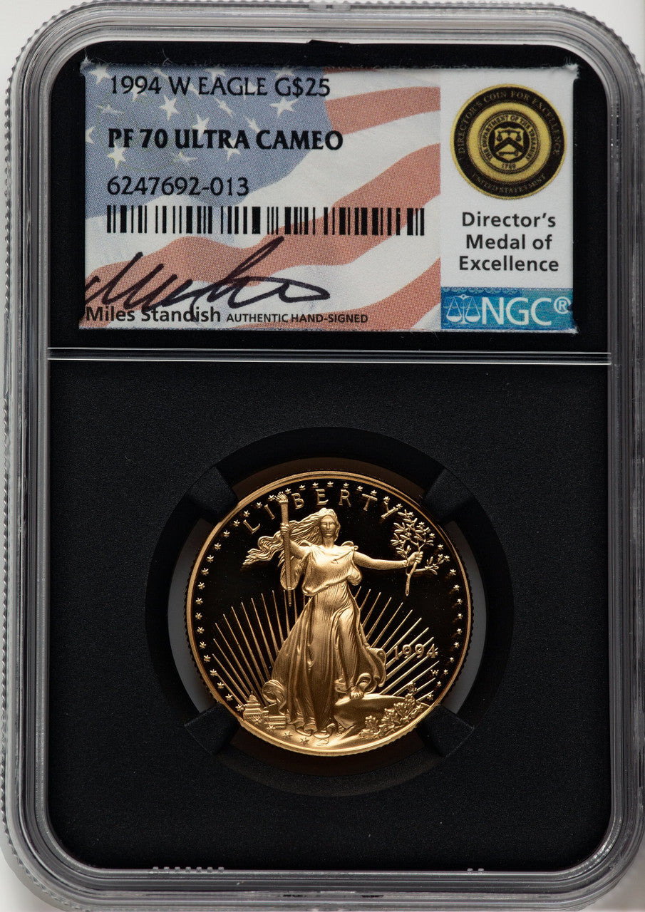 1994-W $25 Half-Ounce Gold Eagle Miles Standish NGC PF70