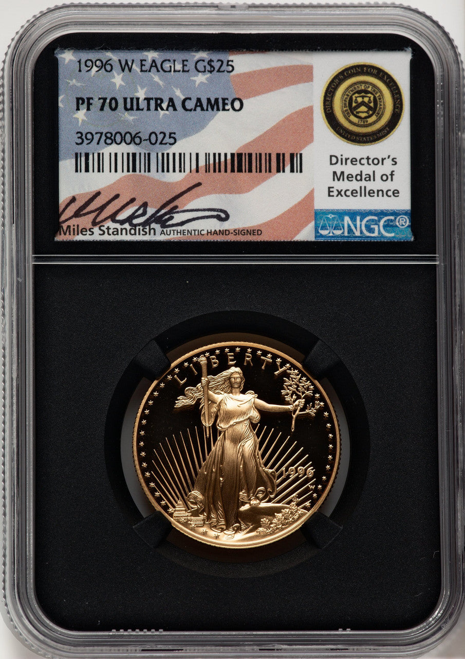 1996-W $25 Half-Ounce Gold Eagle Miles Standish NGC PF70