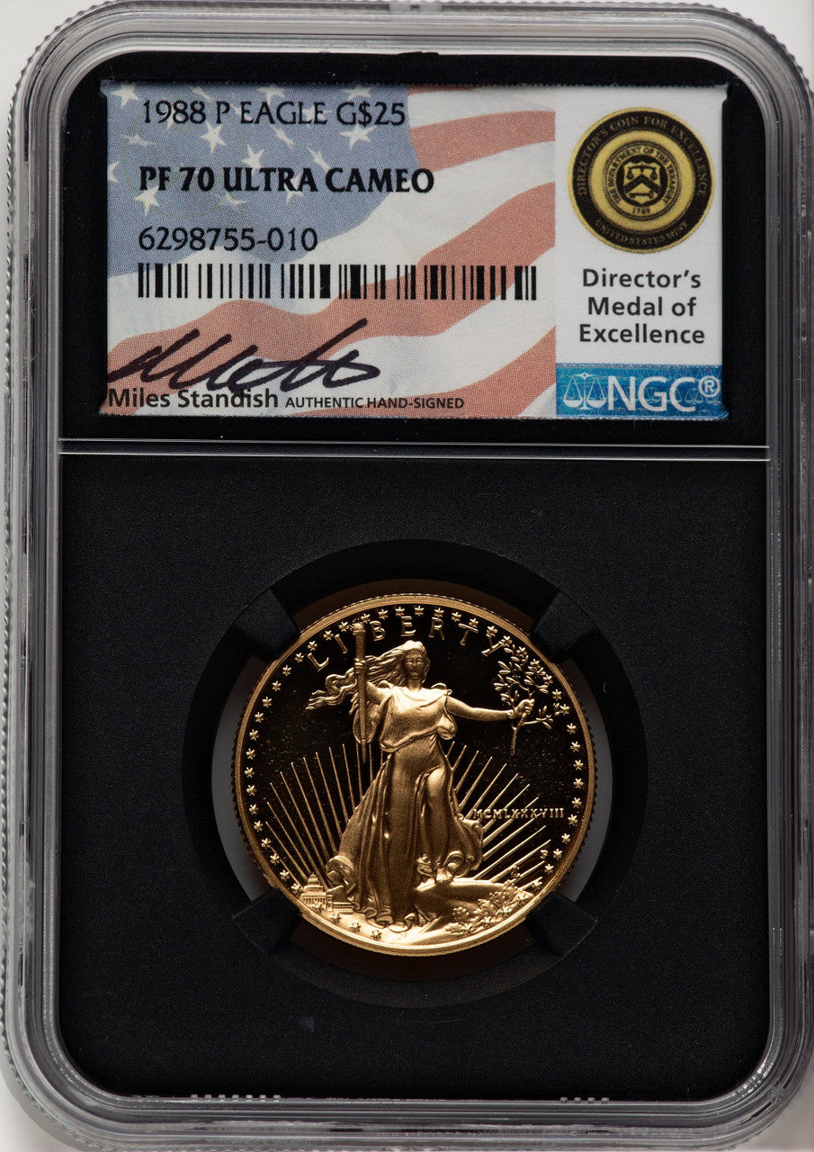 1988-P $25 Half- Ounce Gold Eagle Miles Standish NGC PF70